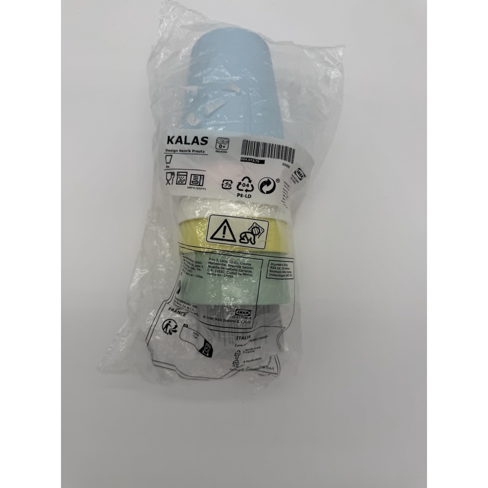 IKEA Kalas Plastic Ware Child's Set Of 6 Cups 8 Oz Pastel Colors